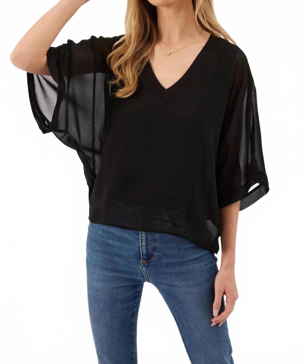 NEW KYLIE PAIGE opal sheer chiffon top in black